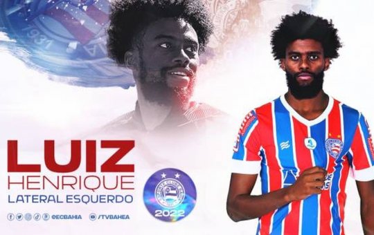 Reforço: Bahia oficializa contratação do lateral-esquerdo Luiz Henrique