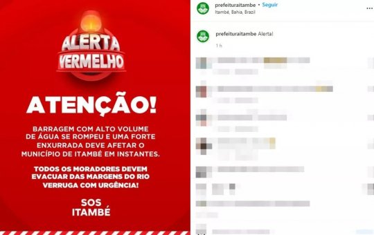 Bahia: Prefeitura de Itambé informa sobre rompimento de barragem