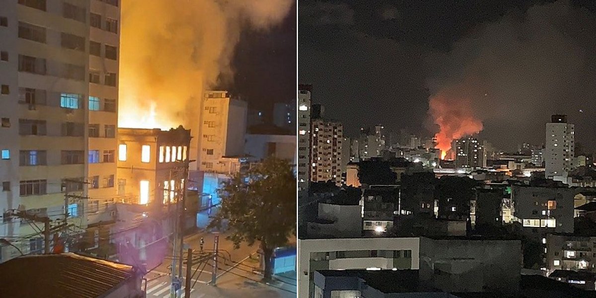 Casarão é destruído por chamas no bairro de Nazaré, em Salvador