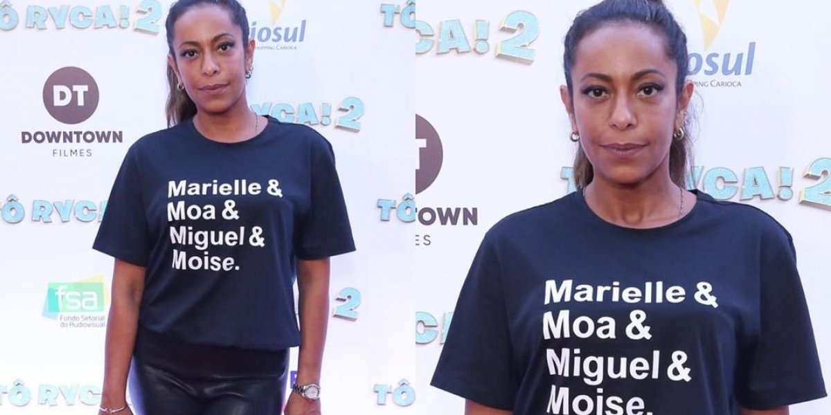 Samantha Scmütz protesta em pré-estreia do filme 'Tô Ryca 2'