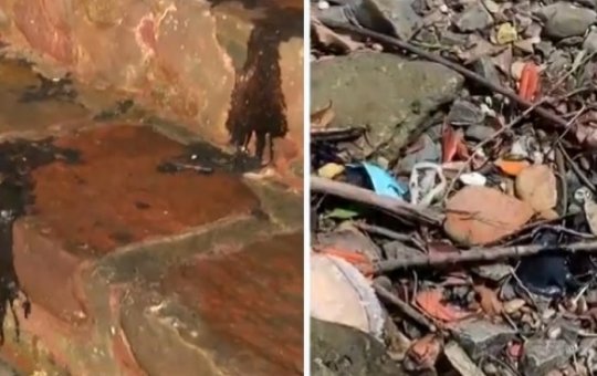 Manchas de óleo aparecem na Ilha dos Frades e preocupam moradores da região