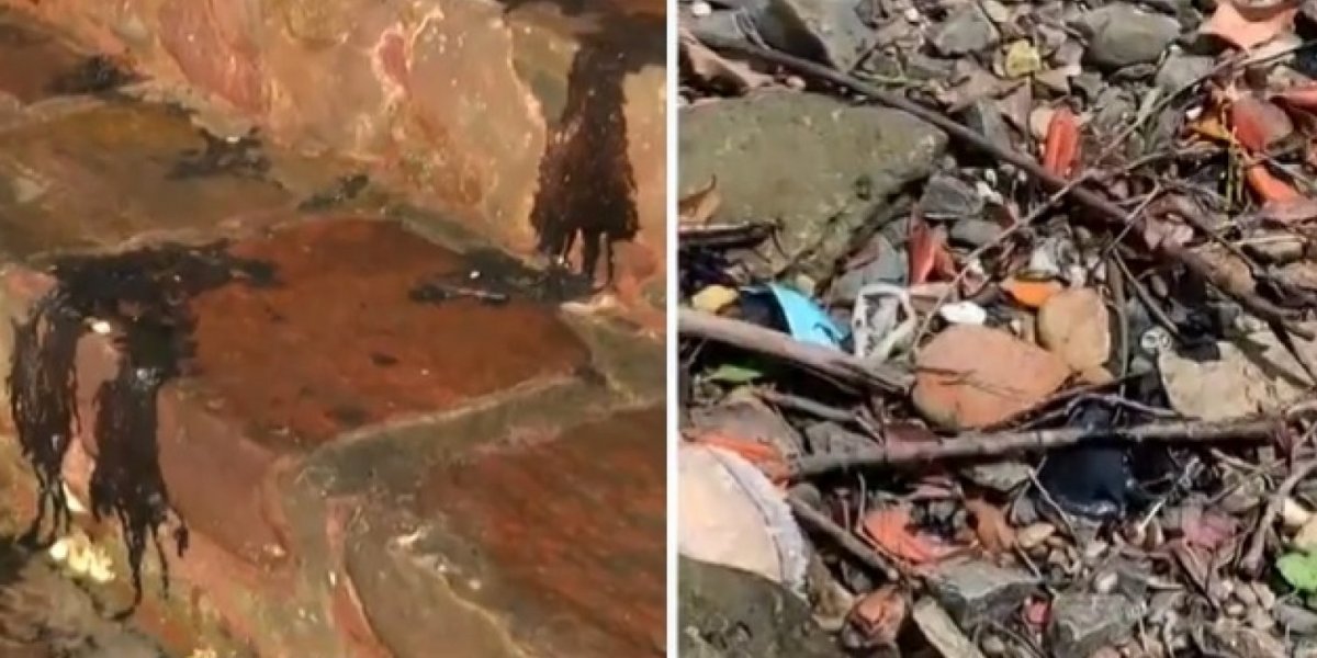 Manchas de óleo aparecem na Ilha dos Frades e preocupam moradores da região