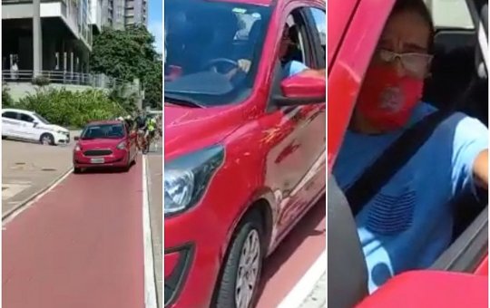 Motorista de app invade ciclovia e quase atinge criança em Ondina; vídeo