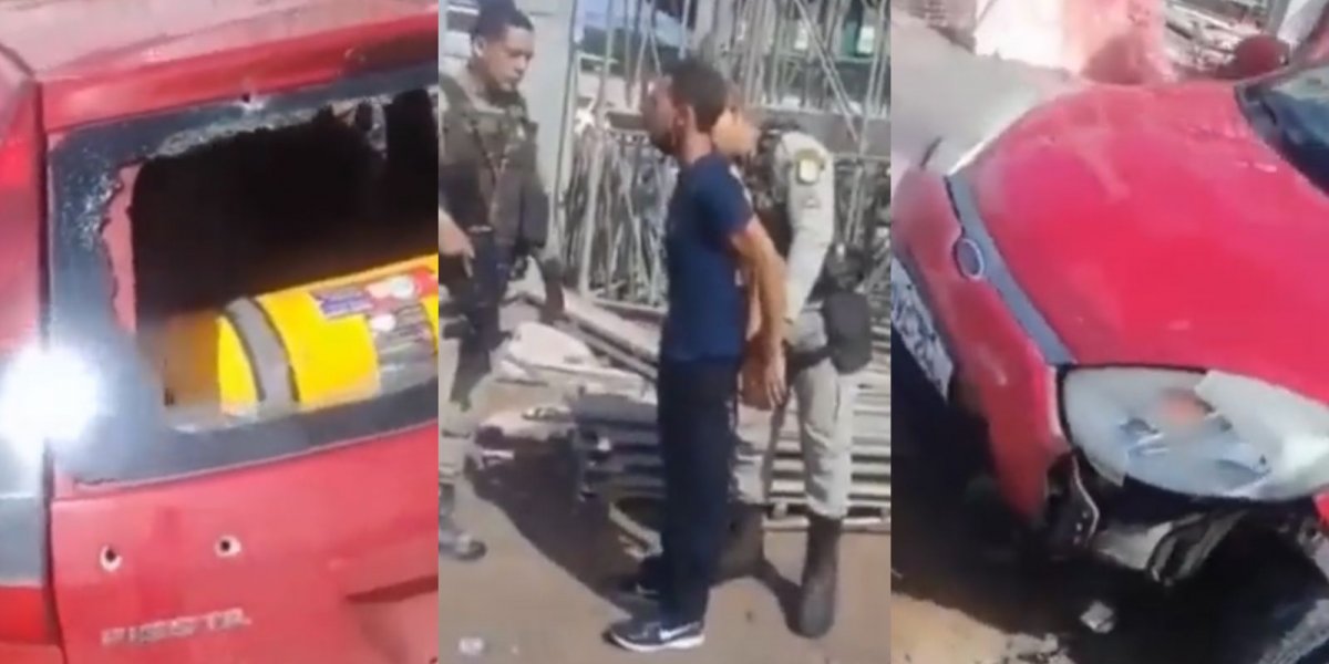 Vídeo: Homem rouba carro de motorista por aplicativo e causa acidente na fuga