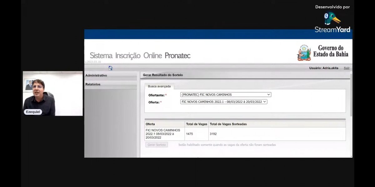 Pronatec: Secretaria de Educação divulga resultado parcial com 3.380 vagas