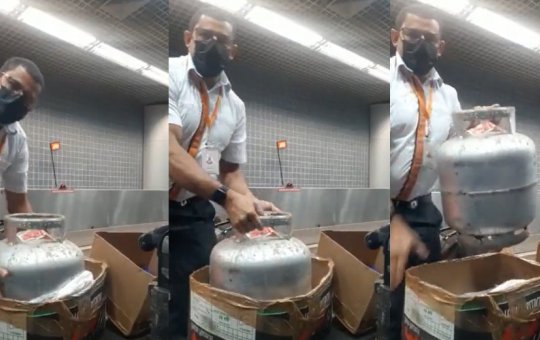 Olha o gás! Mulher tenta despachar botijão em voo de Recife a São Paulo
