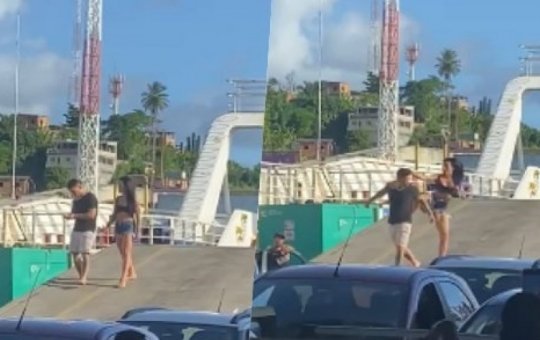 Vídeo: Casal briga em Bom Despacho e passageiros especulam traição como motivo