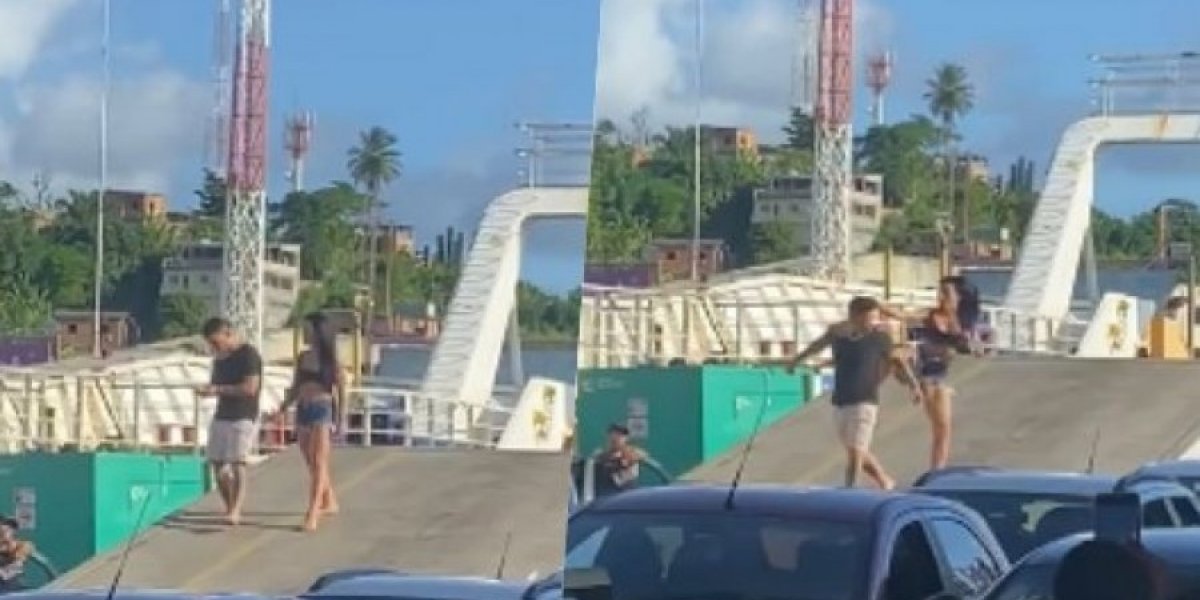 Vídeo: Casal briga em Bom Despacho e passageiros especulam traição como motivo