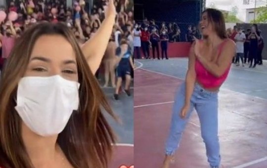 BBB22: Larissa faz presença VIP em escola e dança “socadona” para os alunos