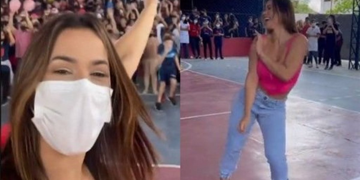 BBB22: Larissa faz presença VIP em escola e dança “socadona” para os alunos