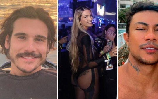 Yasmin Brunet aproveita festa aos beijos com famosos
