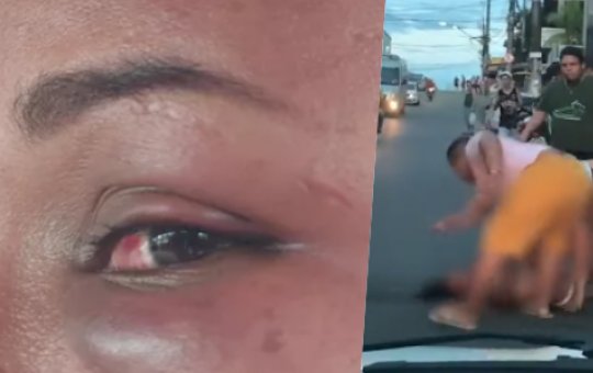 Cenas Fortes: Mulher grávida é agredida por três pessoas no meio da rua