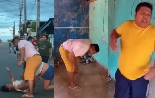 Homens são punidos pelo ‘tribunal do crime’ após espancarem mulher grávida