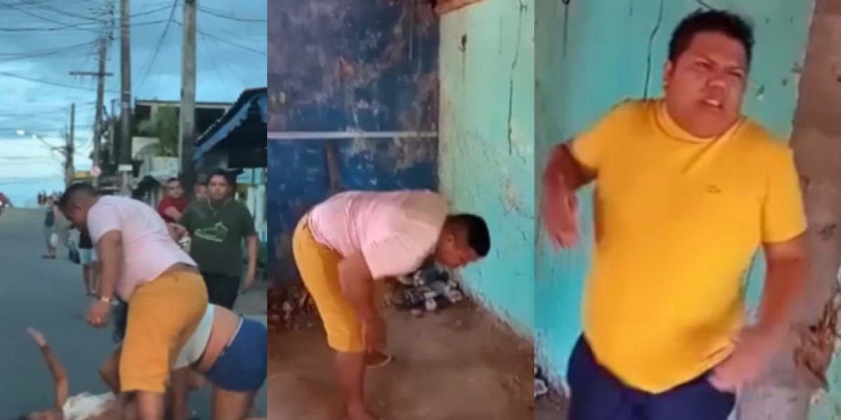 Homens são punidos pelo ‘tribunal do crime’ após espancarem mulher grávida