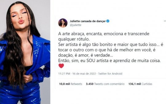 Juliette responde comentário sarcástico feito por humorista e viraliza