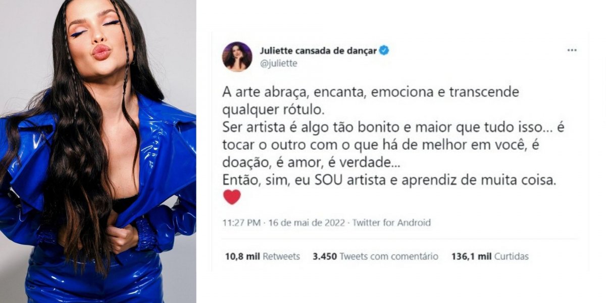 Juliette responde comentário sarcástico feito por humorista e viraliza