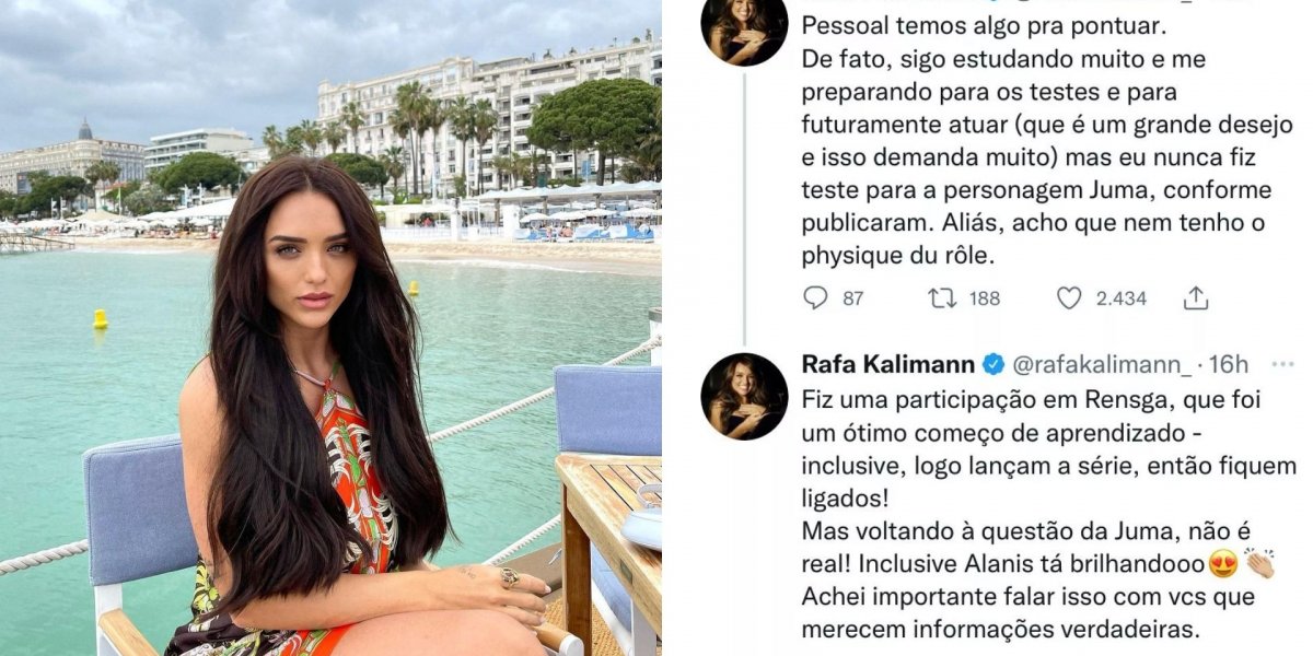 Rafa Kalimann desmente boato de que participou de testes para o papel de Juma