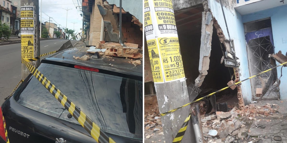 Veículo colide contra residência e põe sua estrutura em risco, no Subúrbio