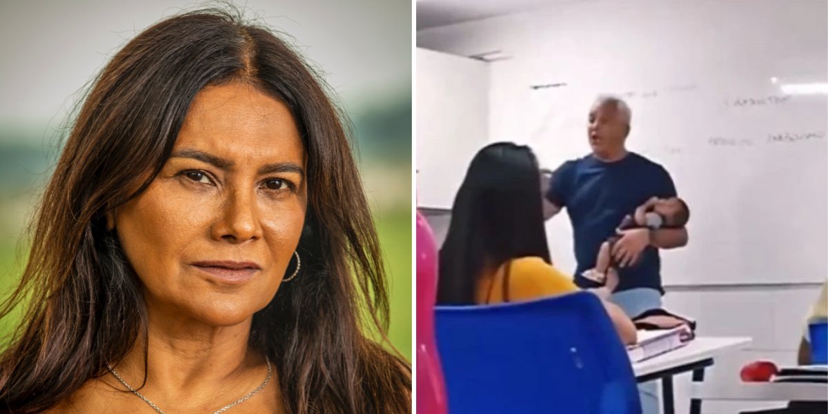 Dira Paes mostra irmão professor ninando bebê de aluna em sala: “Orgulho”