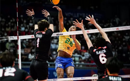 Na terceira da etapa da Liga das Nações, Brasil derrota Japão por 3 sets a 0