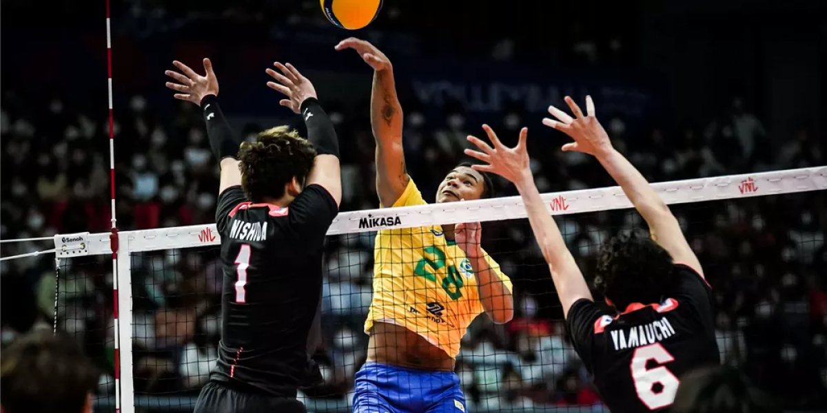 Na terceira da etapa da Liga das Nações, Brasil derrota Japão por 3 sets a 0