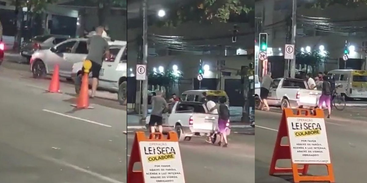 Vídeo de homens empurrando carro perto de blitz da Lei Seca viraliza na web