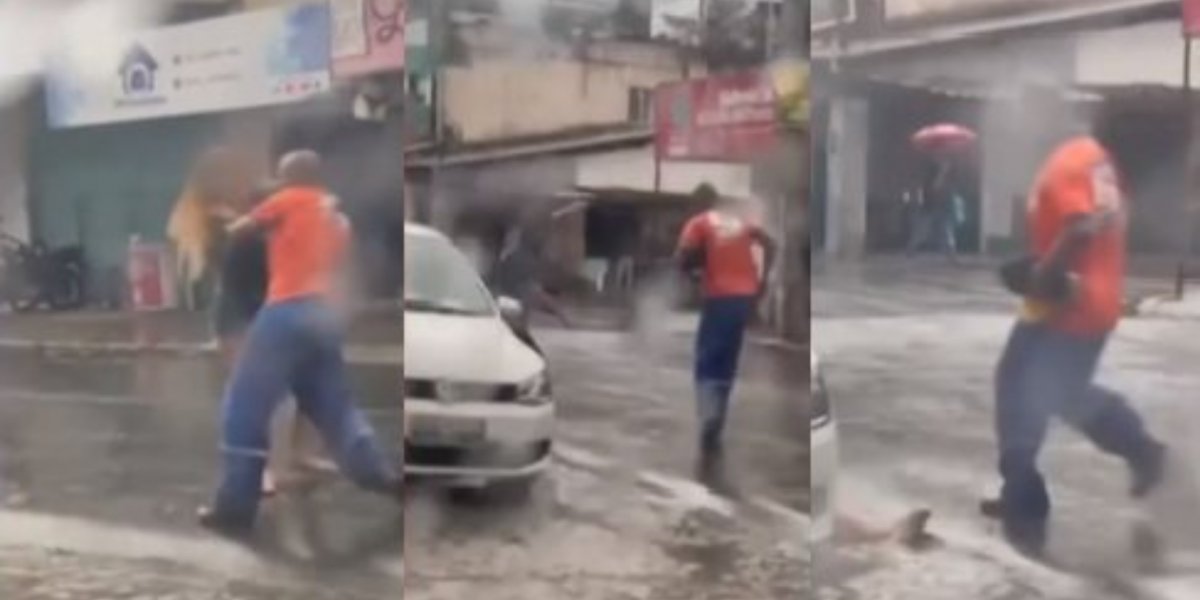 Homem é assassinado no meio da rua e mulher briga com atirador