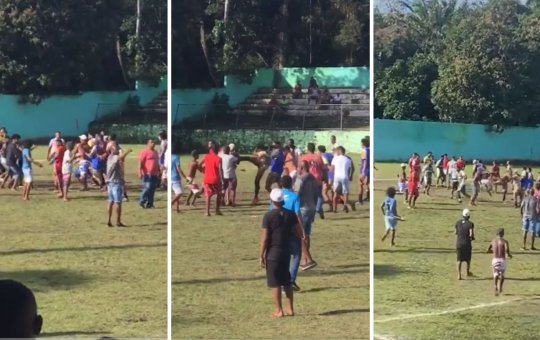 Torcedores invadem campo durante jogo em Vera Cruz e saem na porrada