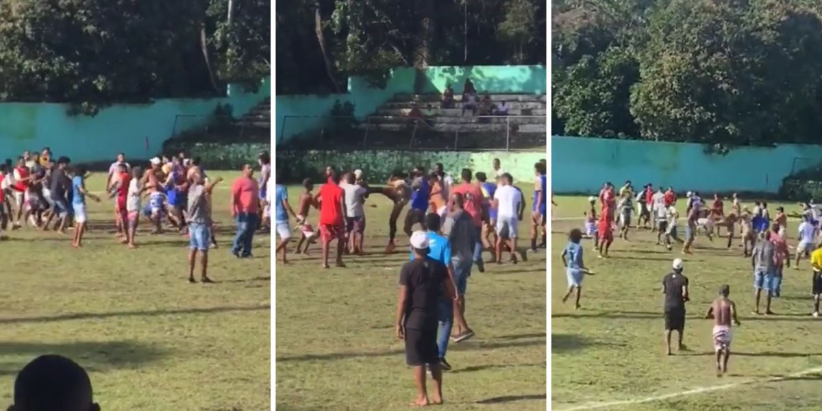 Torcedores invadem campo durante jogo em Vera Cruz e saem na porrada