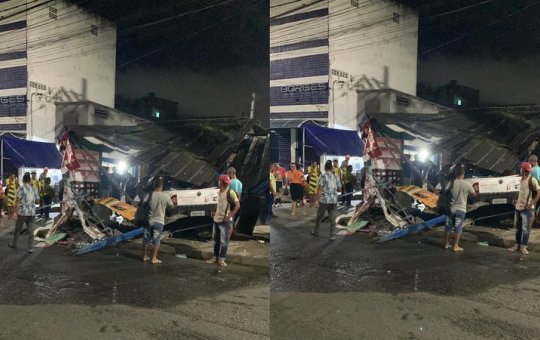 Carro desgovernado invade calçada e destrói barracas no subúrbio de Salvador
