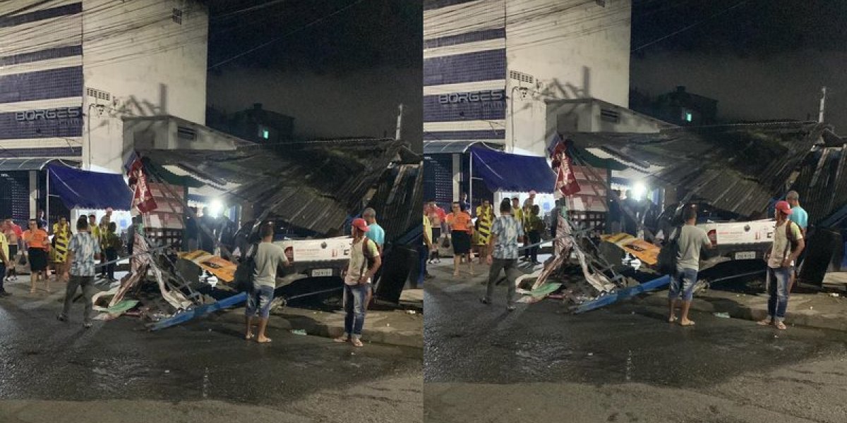 Carro desgovernado invade calçada e destrói barracas no subúrbio de Salvador