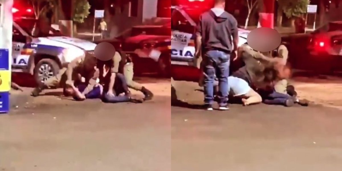 Casal é agredido por policiais em praça pública em MG