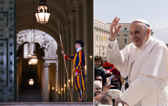 Guarda rouba a cena ao desmaiar durante discurso de Papa Francisco