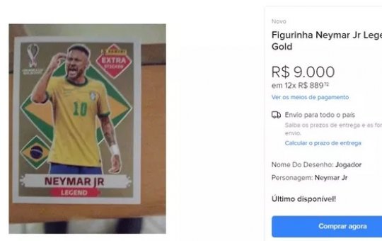 Copa do Catar: figurinha "Legend" de Neymar pode custar até R$ 9 mil no álbum