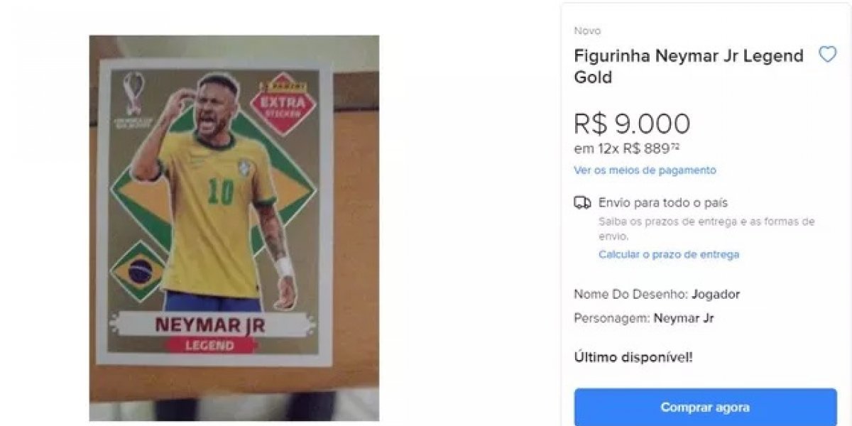 Copa do Catar: figurinha "Legend" de Neymar pode custar até R$ 9 mil no álbum
