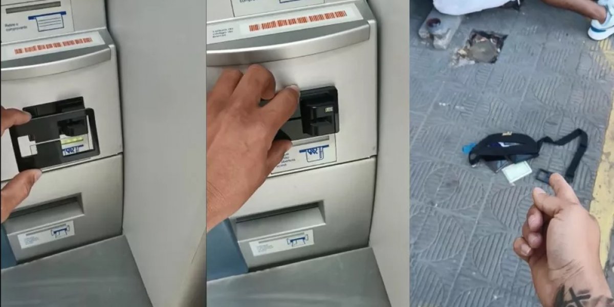 Homem instala 'chupa-cabra' em caixa eletrônico de agência bancária e é preso