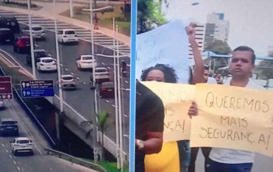 Motorista por app fazem protesto e travam trânsito na Avenida Tancredo Neves