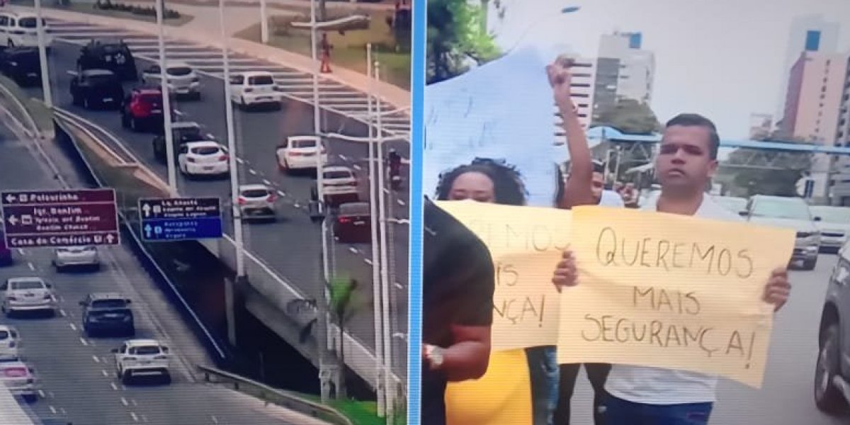 Motorista por app fazem protesto e travam trânsito na Avenida Tancredo Neves