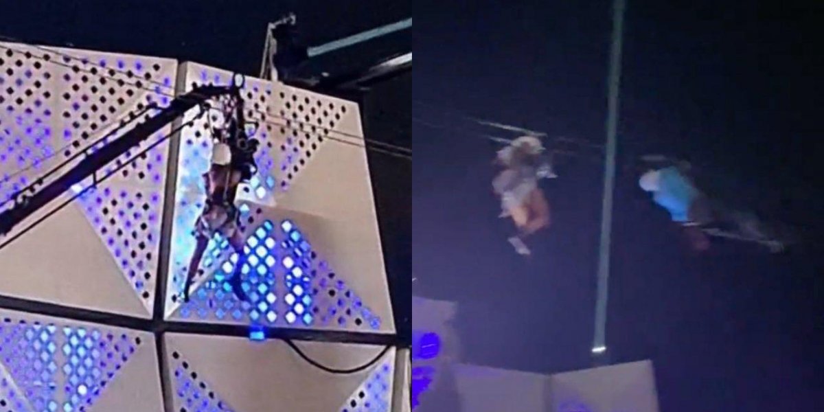 Mulher fica presa em tirolesa do Rock in Rio 2022