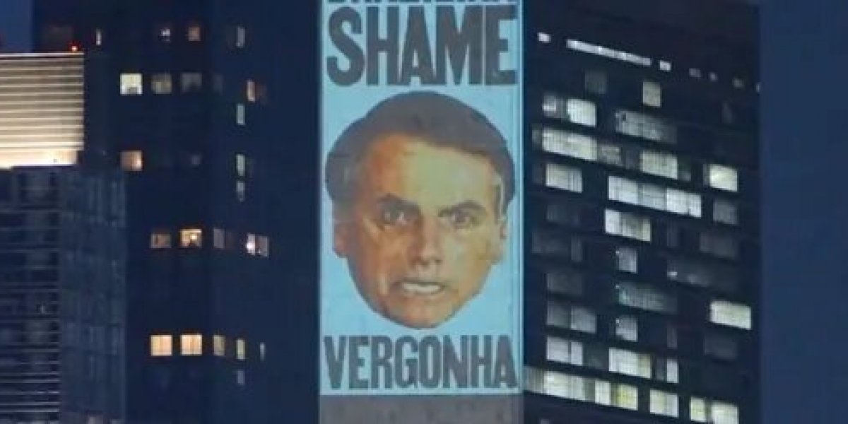 Imagens contra Bolsonaro são projetadas em prédio da ONU