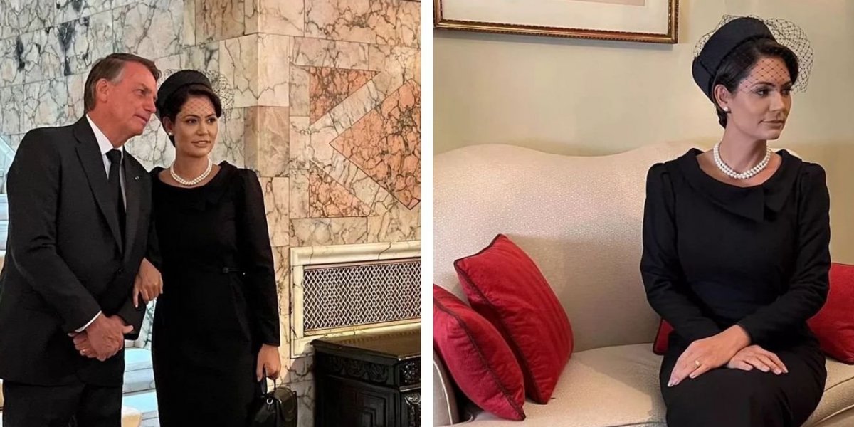 Michelle Bolsonaro faz 'publi' de roupa e sapato no enterro da rainha Elizabeth