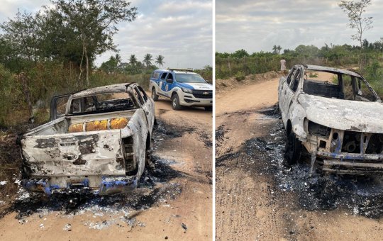 Carro usado por criminosos que atacaram bancos em Irará foram incendiados