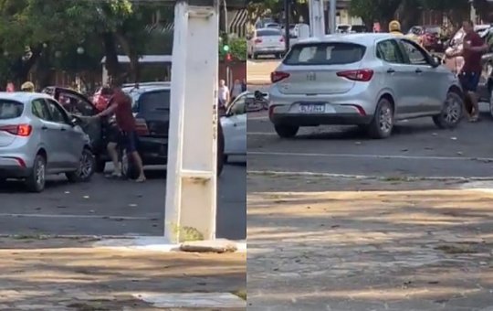 PM armado com facão é atropelado e tem perna quebrada por artista plástico