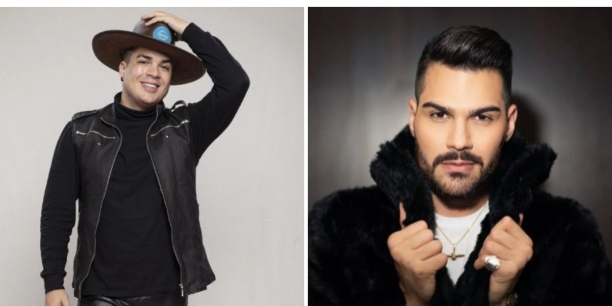 Fazendo gesto de arma de fogo Lucas Santos ameaça Shay