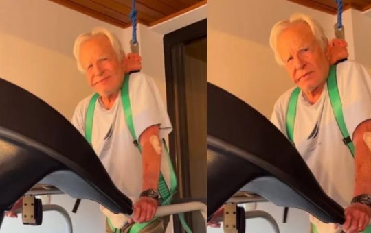 Aos 95 anos, Cid Moreira mostra exercício na esteira: "Um dia de cada vez"