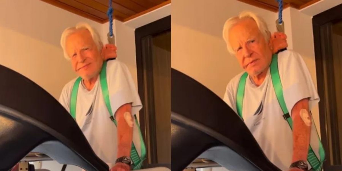 Aos 95 anos, Cid Moreira mostra exercício na esteira: "Um dia de cada vez"