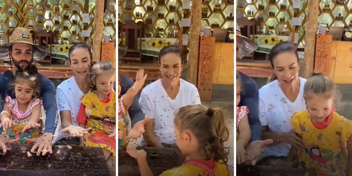 Coragem! Ivete Sangalo compartilha momento em que filhas brincam com abelhas