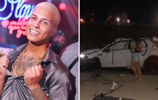 Influenciador digital fica ferido após carro capotar em Feira de Santana