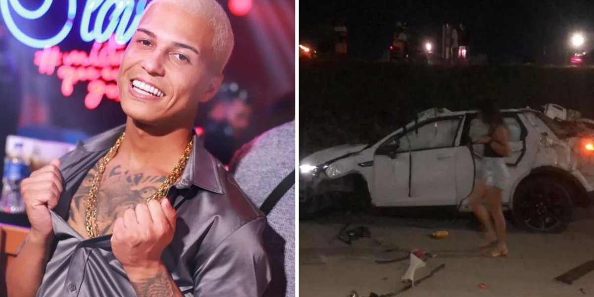 Influenciador digital fica ferido após carro capotar em Feira de Santana