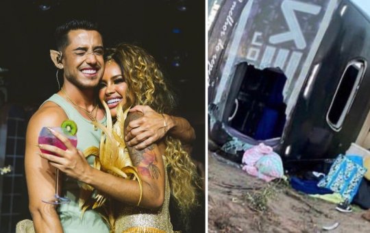 Ônibus de Kevi Jonny capota na BR-242; Sthe Matos estava no veículo